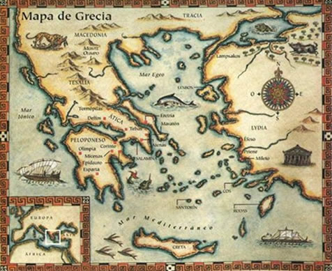 mapa de Grècia antiga